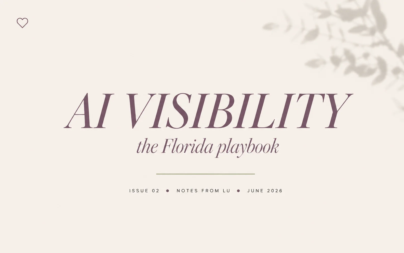 AI search visibility for Florida businesses ● Editorial cover of the 2026 playbook by Lu PR