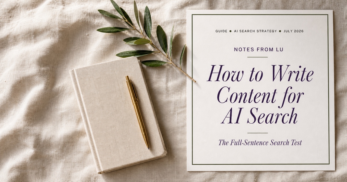 How to write content for AI search ● The Full-Sentence Search Test by Lu PR