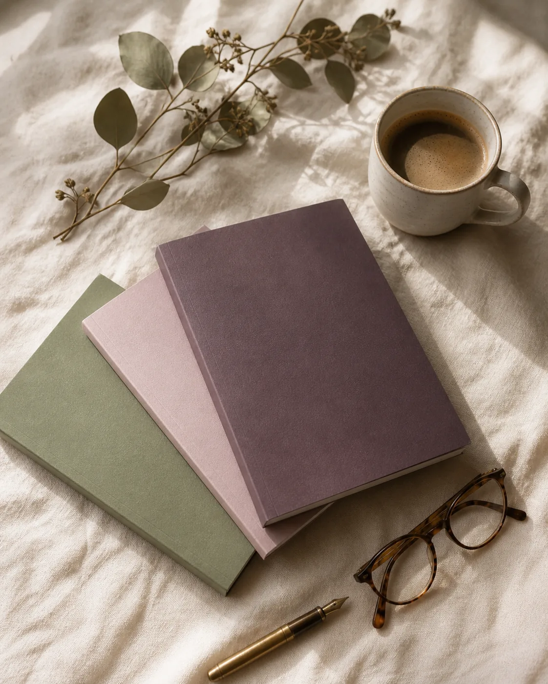 The Quiet Launch trilogy of three PDFs by Lu PR, photographed in editorial flatlay style